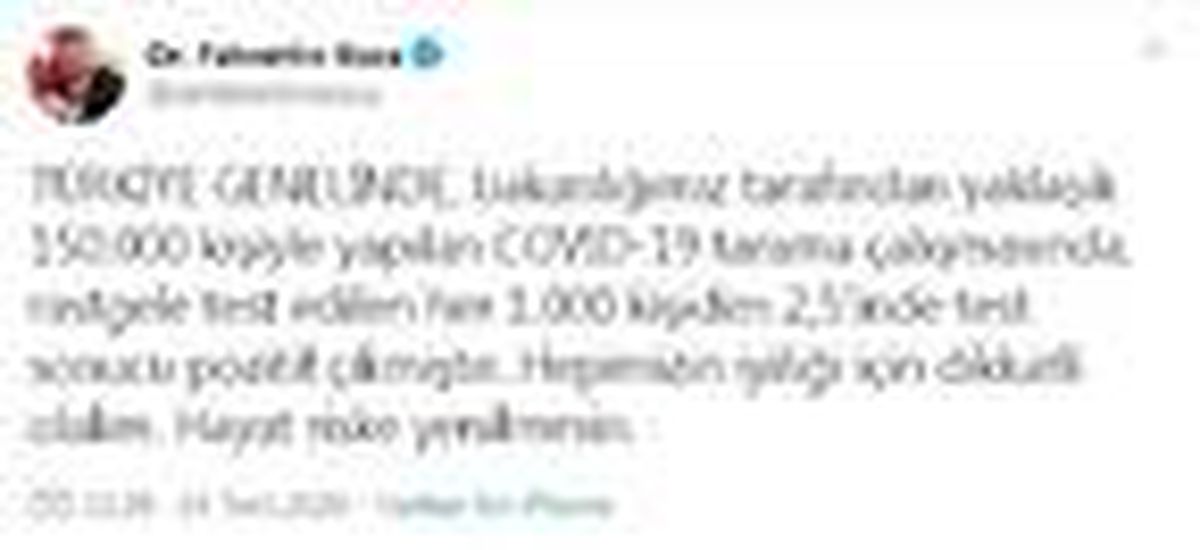 Bakan Koca: Test yapılan 1000 kişiden 2,5\'i pozitif çıktı