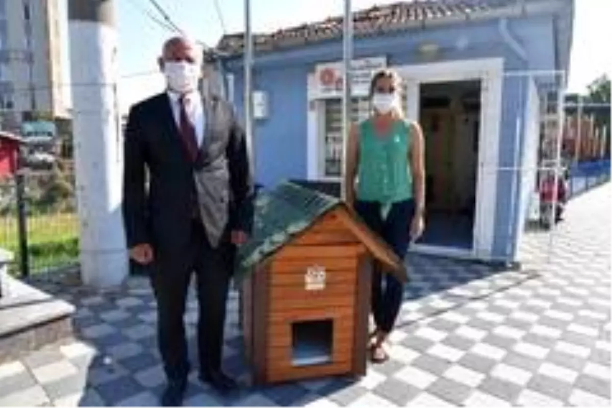 Karesi Belediyesi\'nden mahallenin maskotuna köpek evi