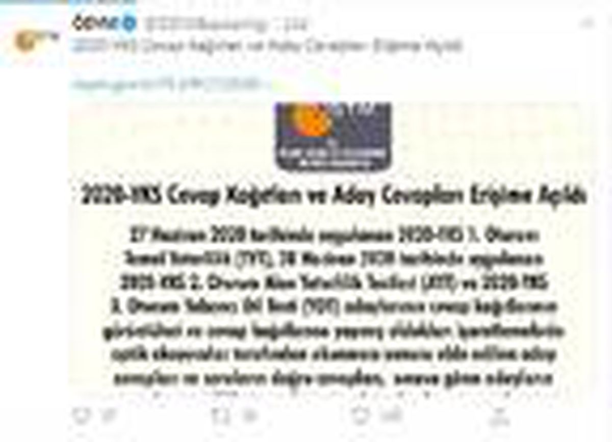 2020-YKS cevap kağıtları ve aday cevapları erişime açıldı