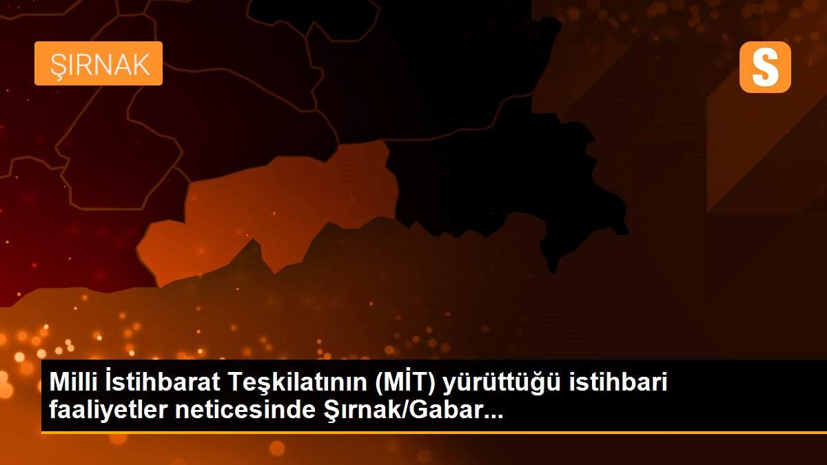 Milli İstihbarat Teşkilatının (MİT) yürüttüğü istihbari faaliyetler neticesinde Şırnak/Gabar...