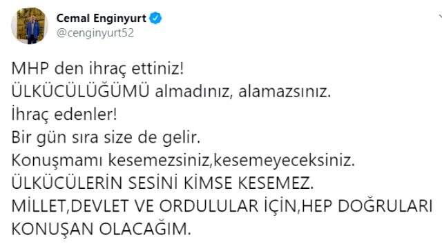 Son Dakika: MHP Ordu Milletvekili Cemal Enginyurt partiden ihraç edildi