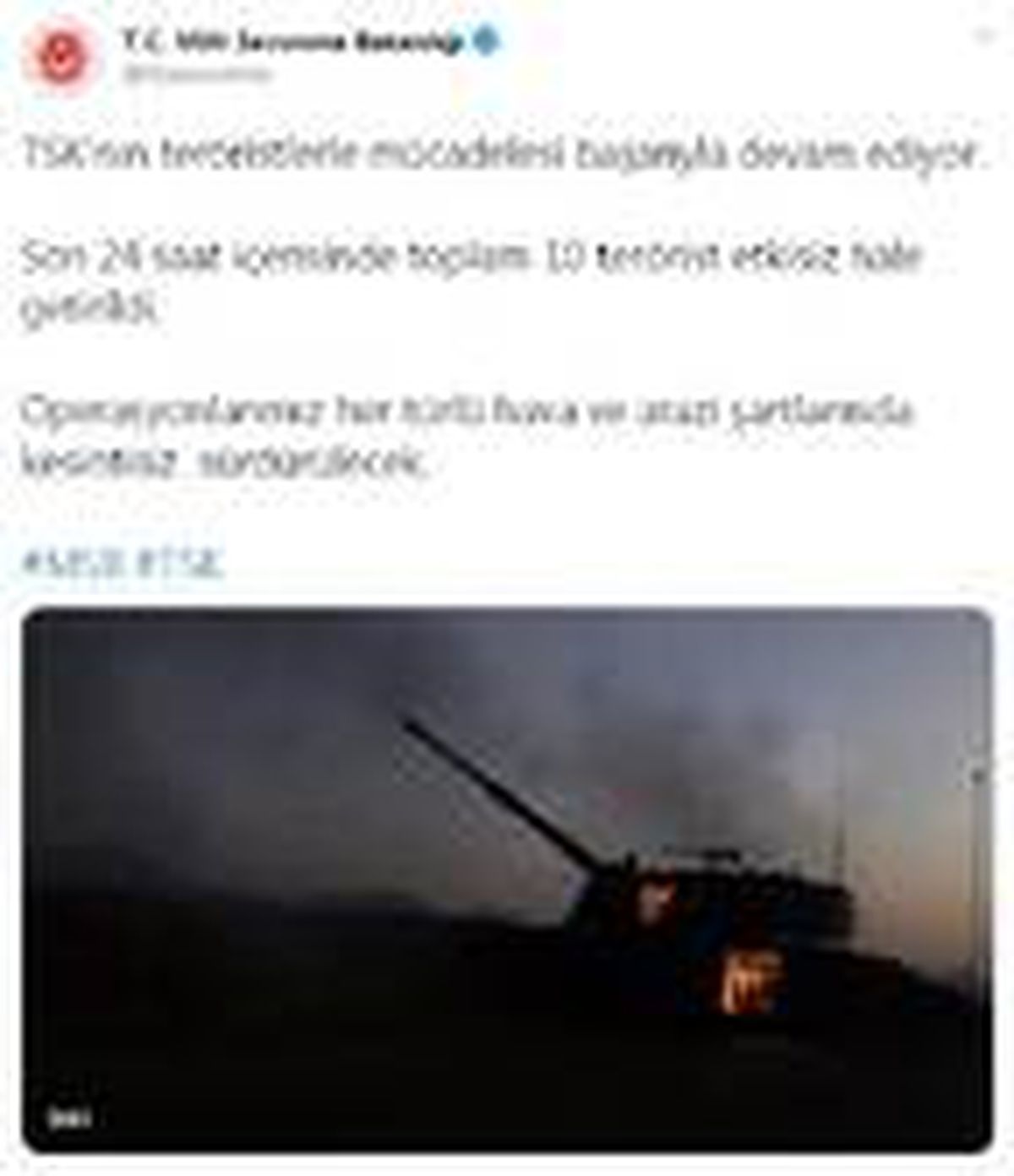 MSB: Son 24 saatte 10 terörist etkisiz hale getirildi