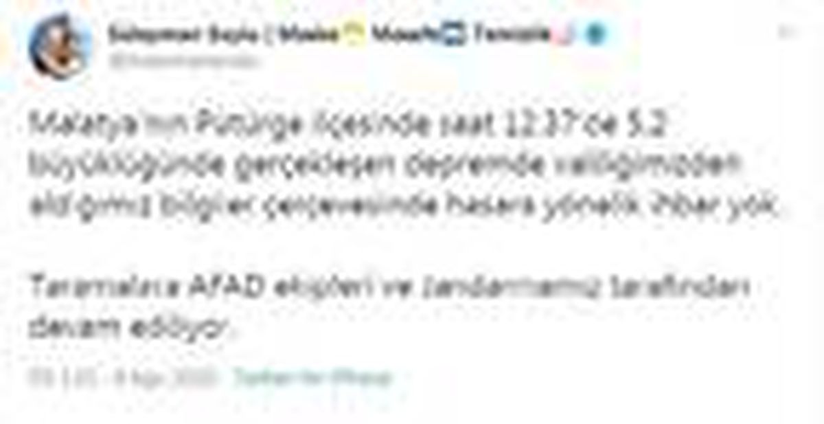 AFAD: Malatya\'da 5.2 büyüklüğünde deprem meydana geldi (2)