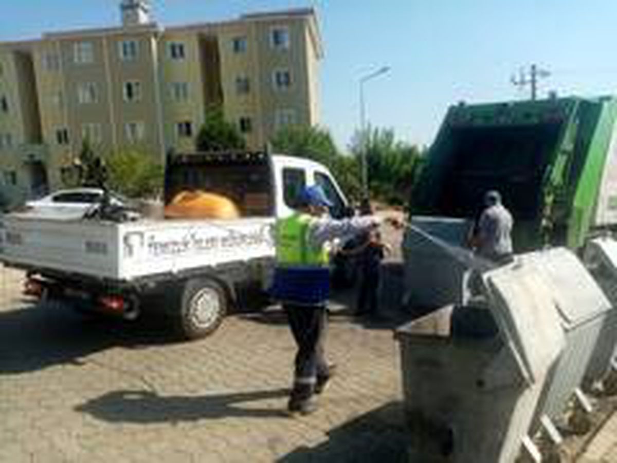 Karacasu\'da çöp konteynerleri dezenfekte ediliyor