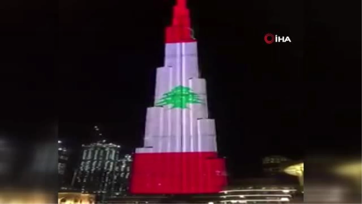 Son dakika haberi | - Dubai\'deki Burc Halife, Lübnan bayrağının renklerine büründü