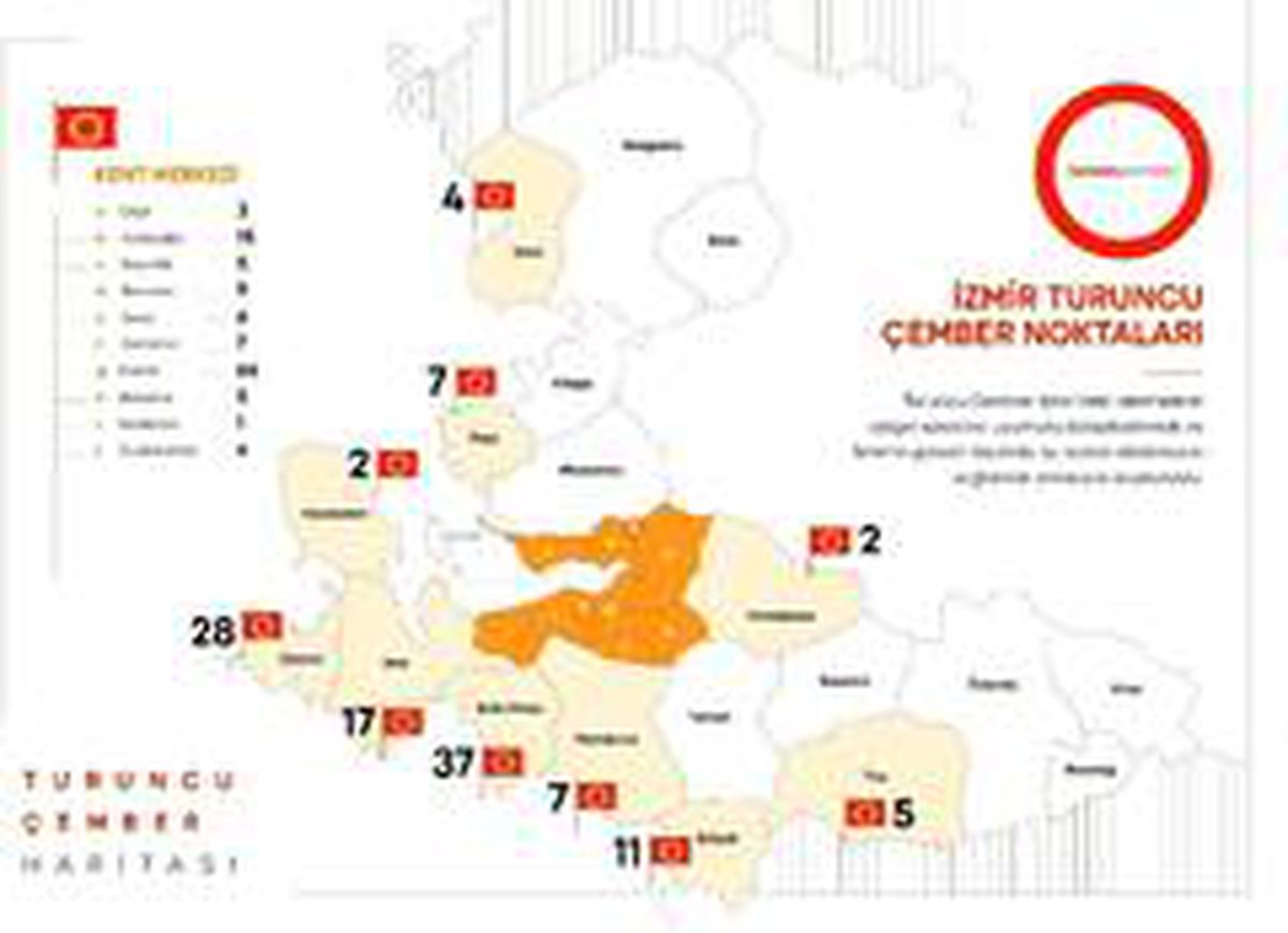 İzmir haritası turuncuya bürünüyor