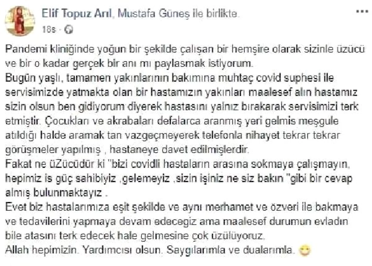 Hemşire paylaştı, başhekim isyan etti; Koronavirüs tedavisi gören yaşlı hastayı terk ettiler