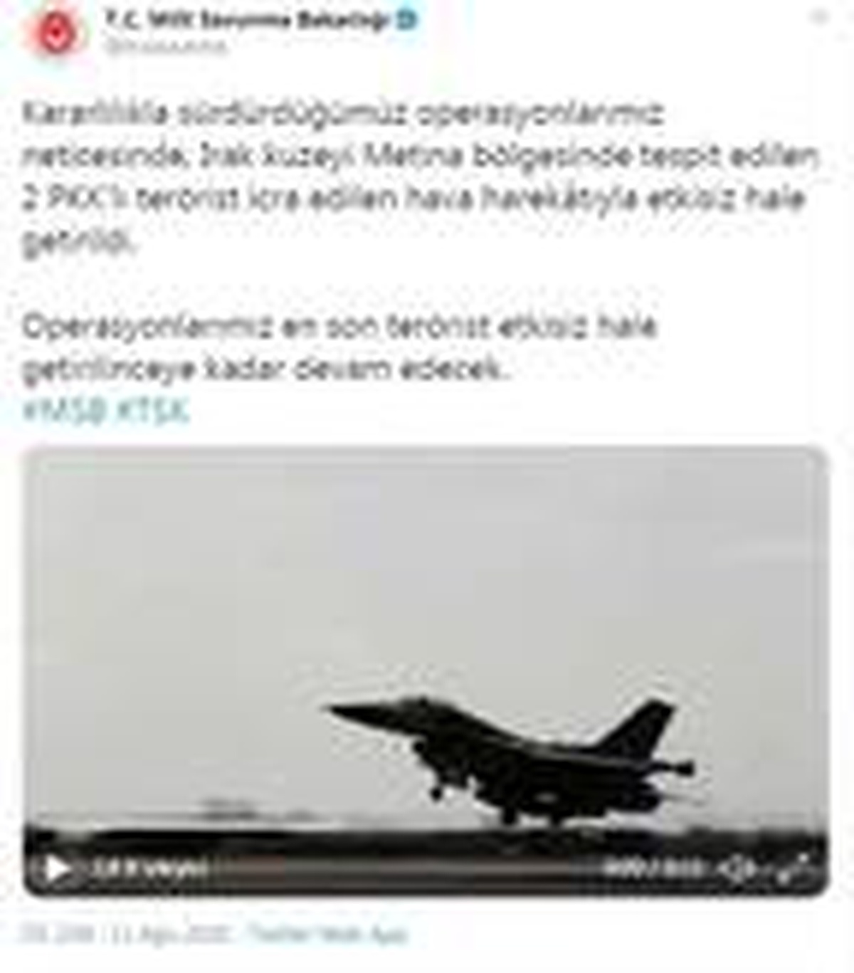 Son dakika... MSB: Irak\'ın kuzeyinde 2 terörist etkisiz hale getirildi