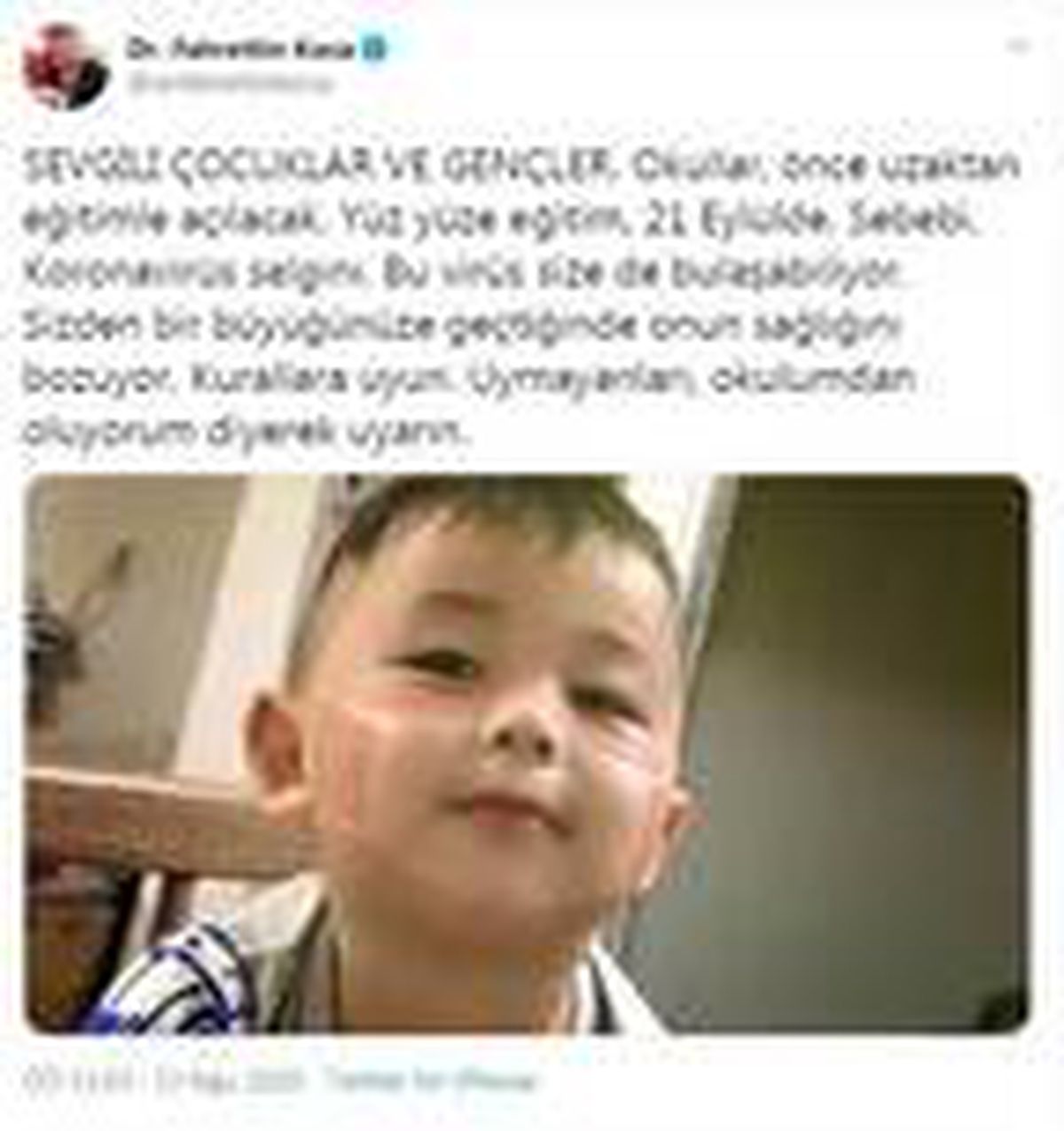 Bakan Koca\'dan öğrencilere: Kurallara uymayanları, \'okulumdan oluyorum\' diyerek uyarın