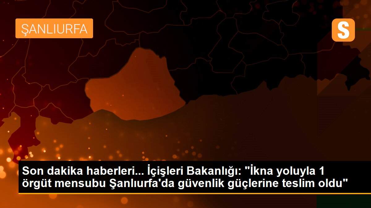 Son dakika haberleri... İçişleri Bakanlığı: "İkna yoluyla 1 örgüt mensubu Şanlıurfa\'da güvenlik güçlerine teslim oldu"