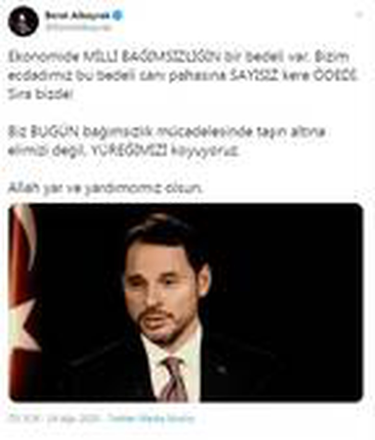 Bakan Albayrak: Bağımsızlık mücadelesinde taşın altına elimizi değil, yüreğimizi koyuyoruz