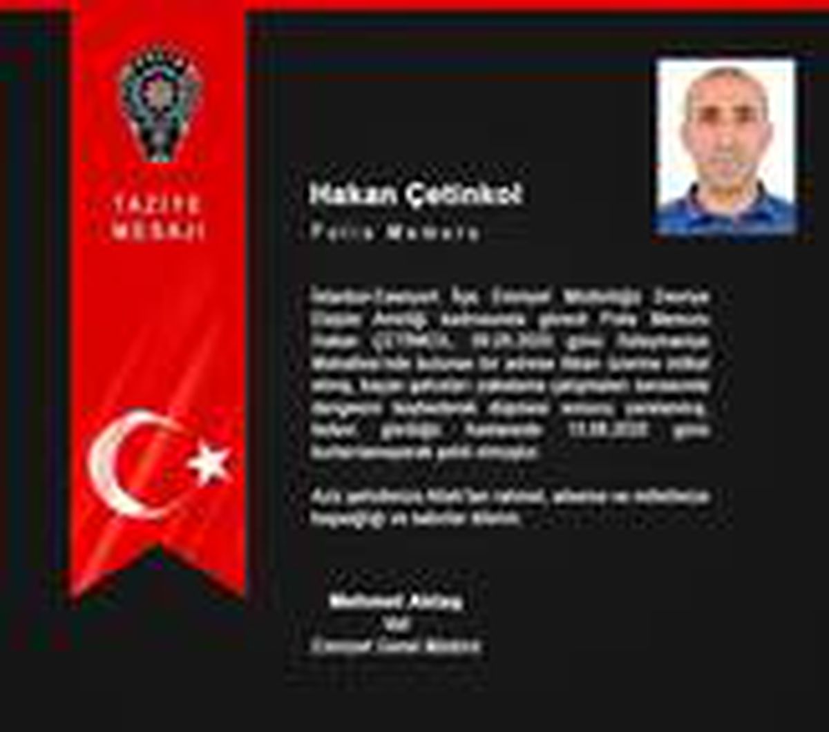 Son dakika! Emniyet Genel Müdürü Aktaş\'tan şehit polis memuruna başsağlığı mesajı