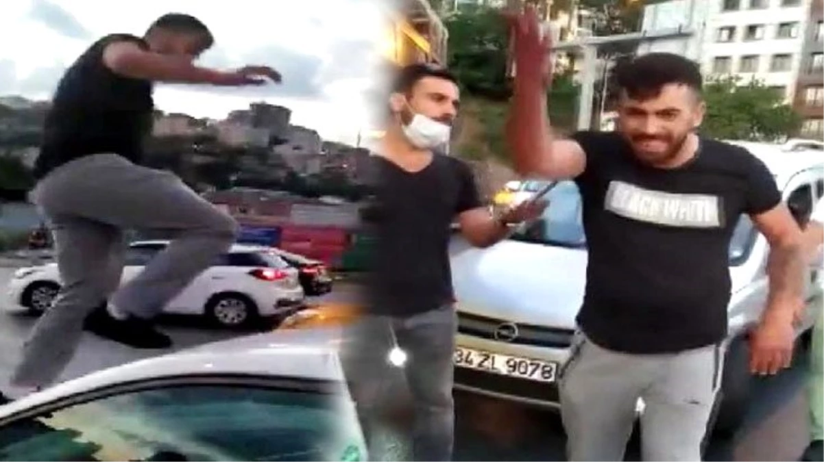İstanbul\'da maganda, kadın sürücüye ve aracına saldırdı