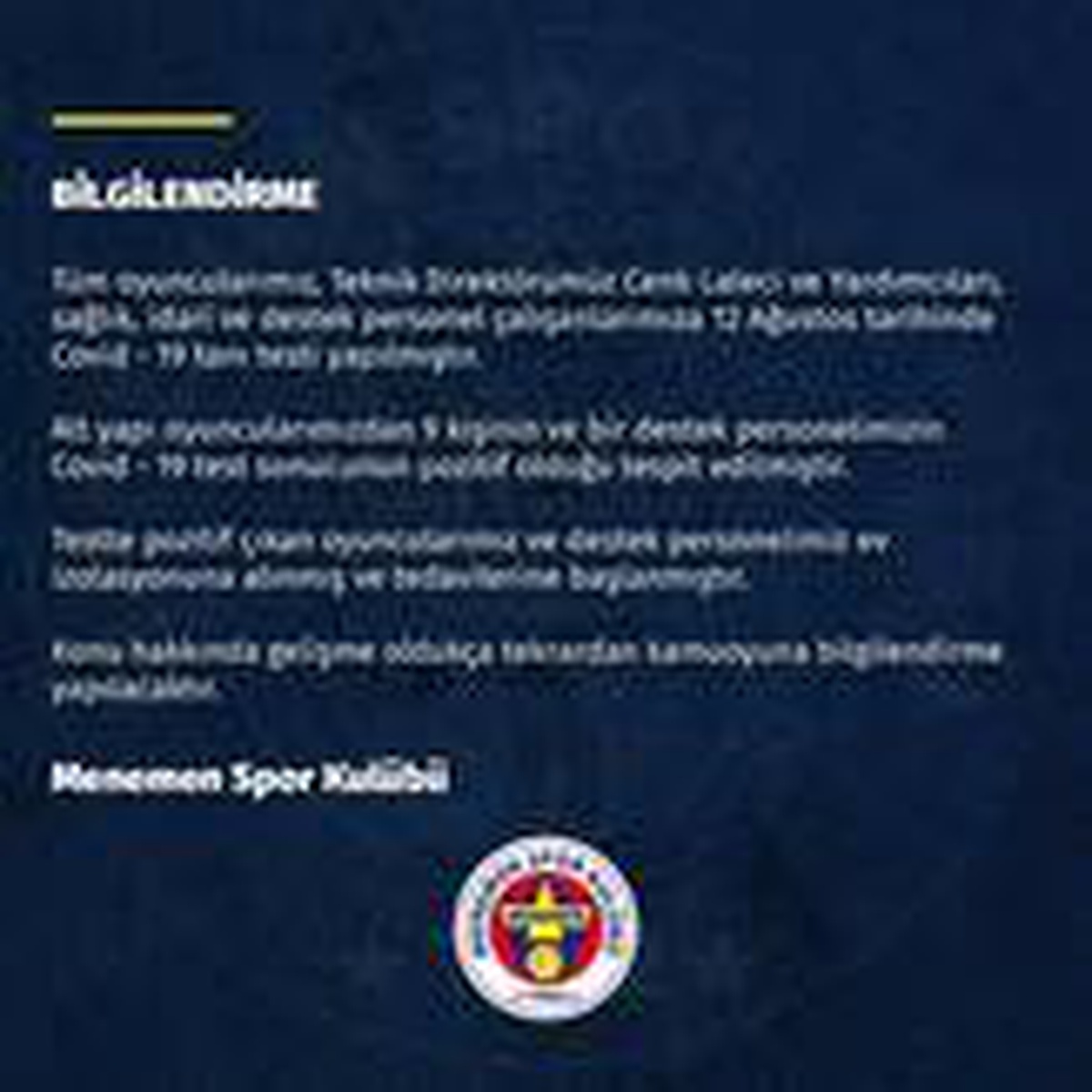Menemenspor\'da korona virüs şoku!