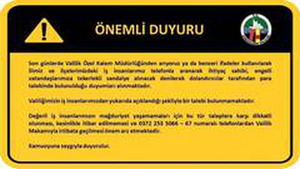 Valilikten dolandırıcı uyarısı
