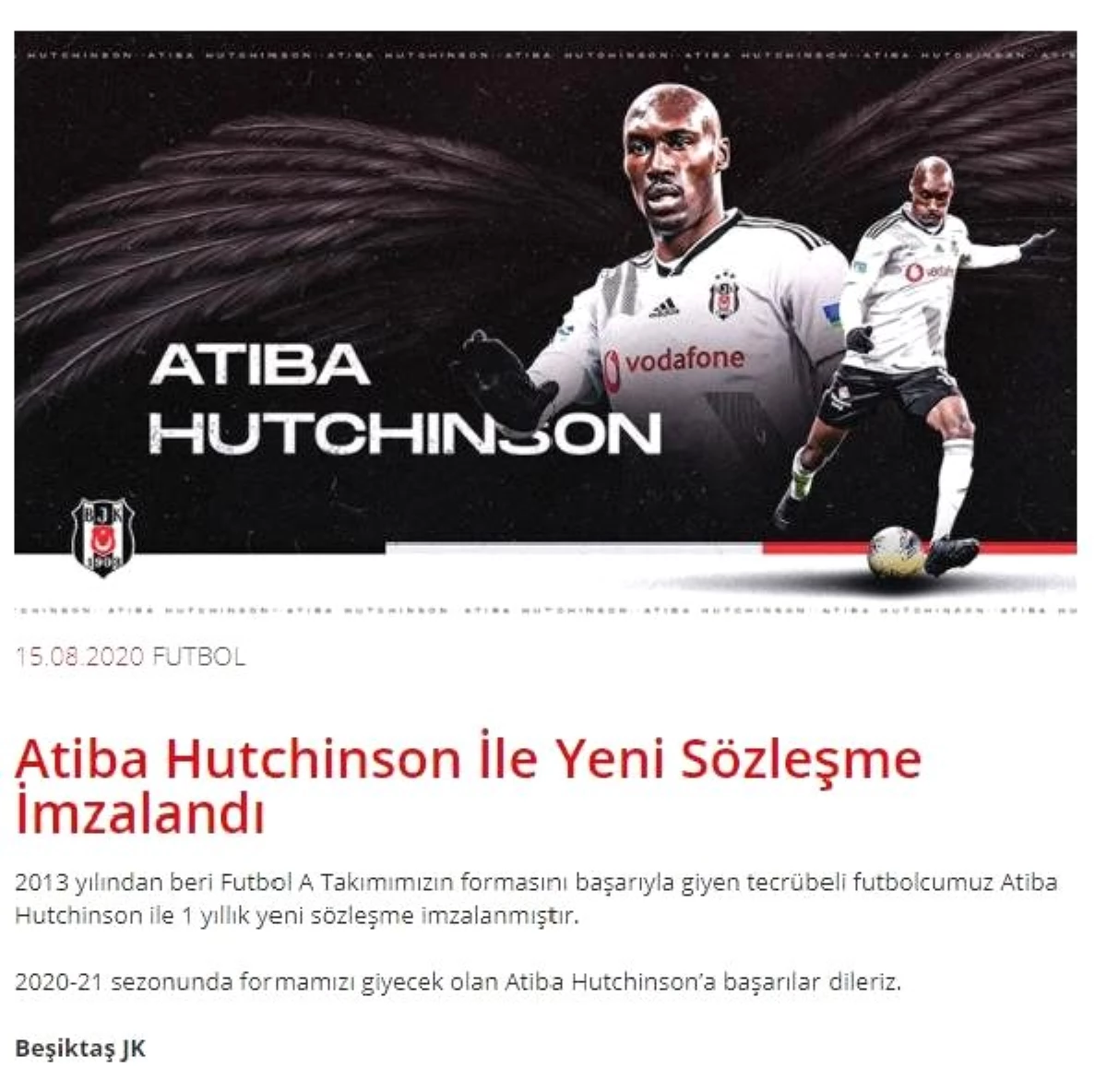 Beşiktaş, Atiba ile sözleşme yenilendiğini açıkladı