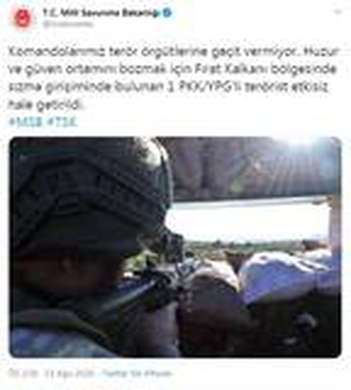 Son dakika haber | MSB: 1 PKK/YPG\'li terörist etkisiz hale getirildi