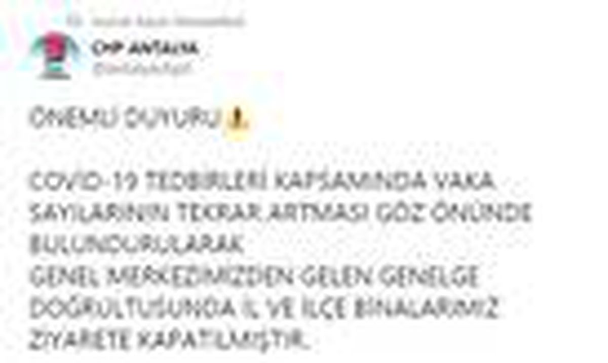 CHP il ve ilçe başkanlığı binalarını ziyaretçiye kapadı