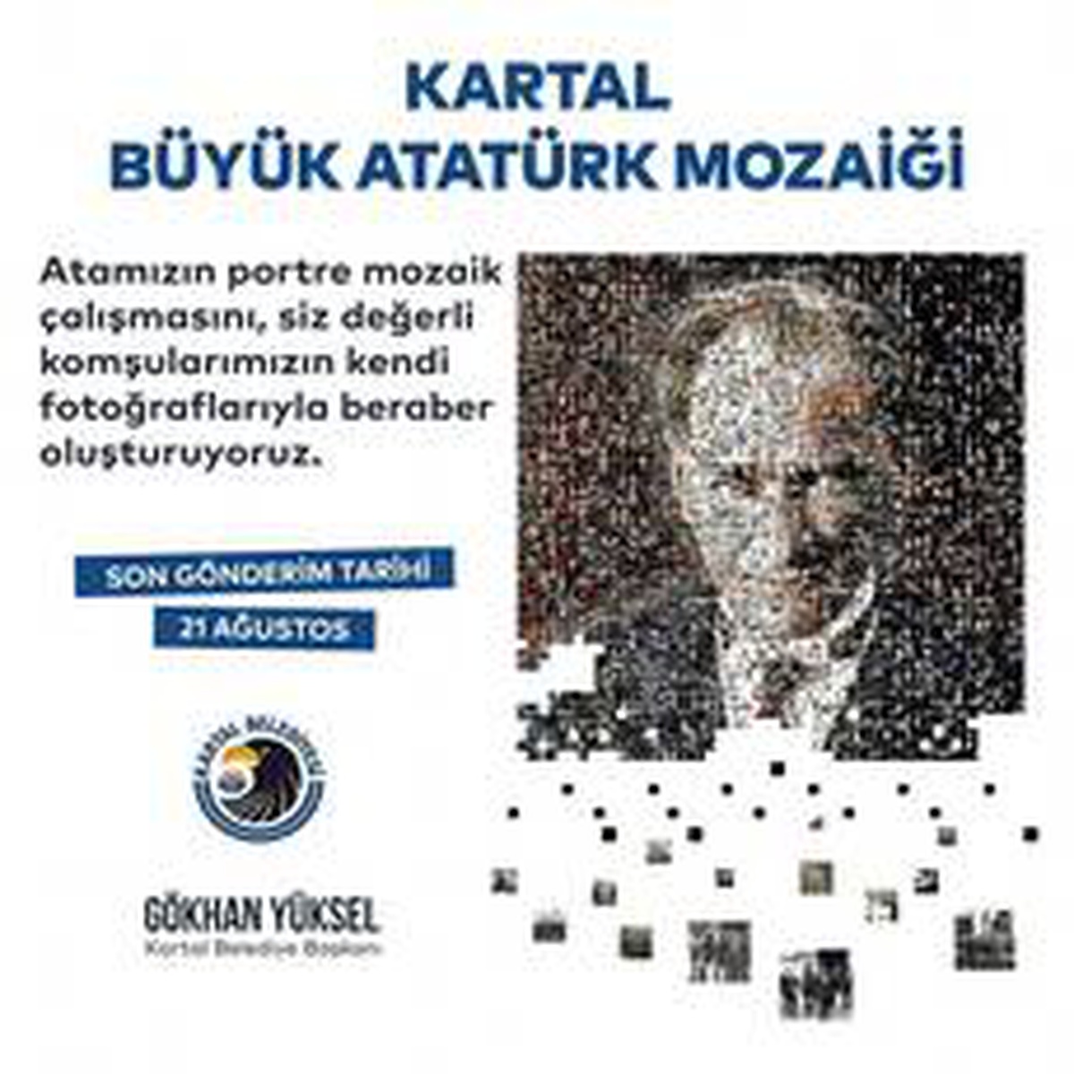 Belediye binası, vatandaşların fotoğraflardan oluşturulacak Atatürk Portresi ile kaplanıyor