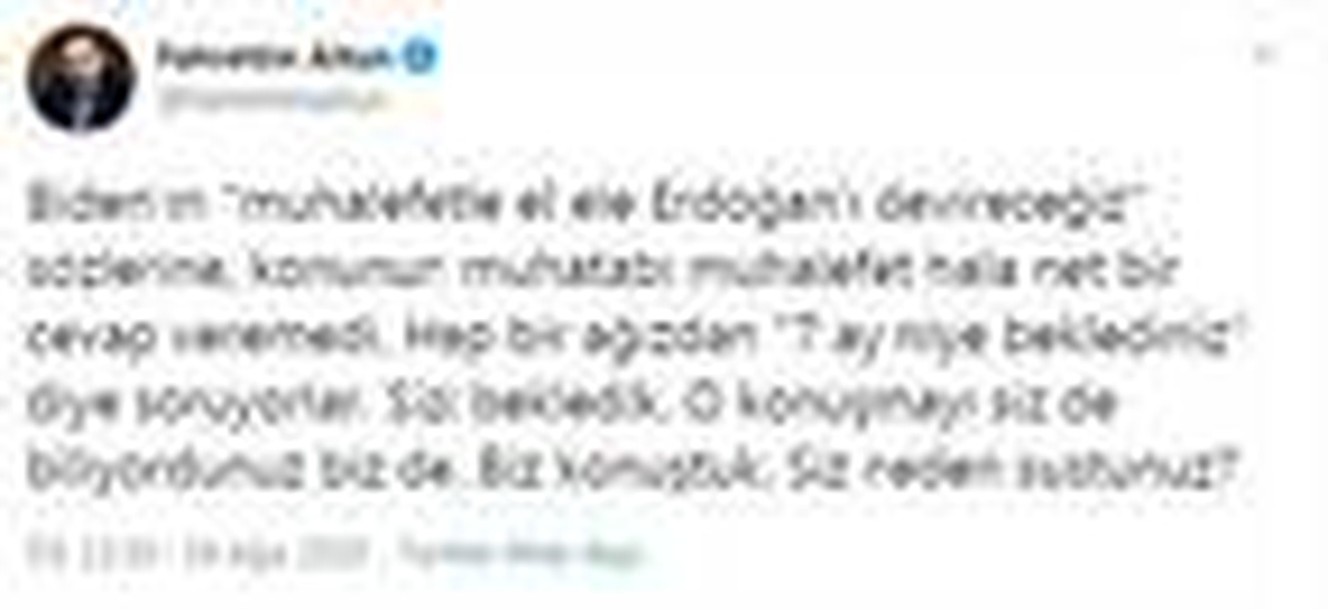 İletişim Başkanı Altun: Biden\'ın sözlerine muhalefet hala net bir cevap veremedi