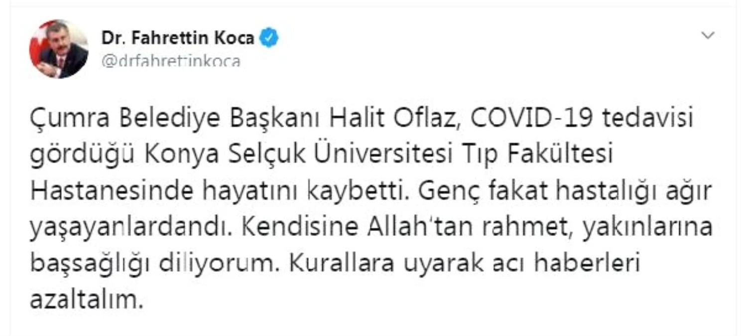 Son dakika haber... Koronavirüs tedavisi gören Çumra Belediye Başkanı Oflaz hayatını kaybetti (2)