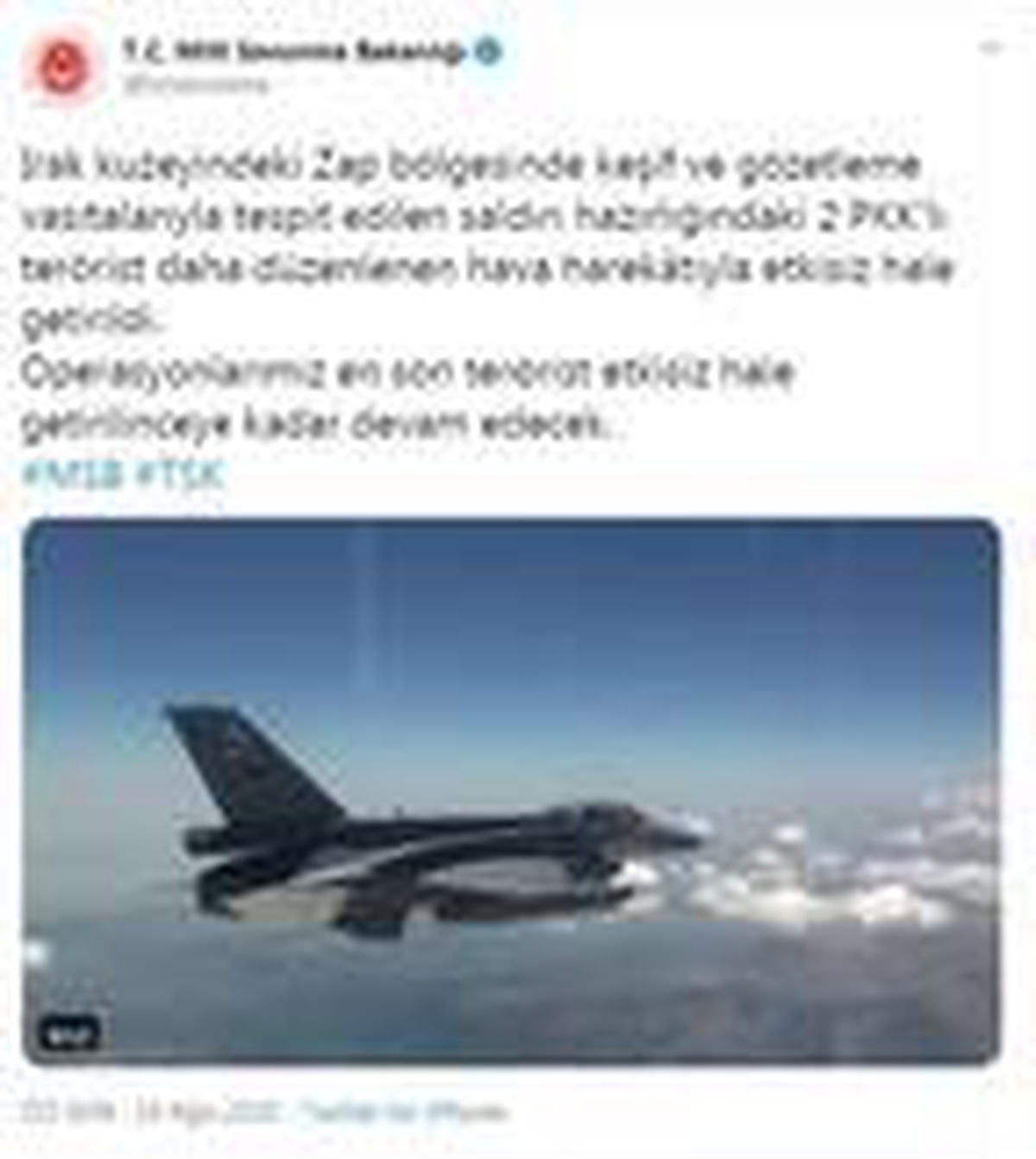 Son dakika haberleri! MSB: Irak\'ın kuzeyinde 2 PKK\'lı terörist etkisiz hale getirildi