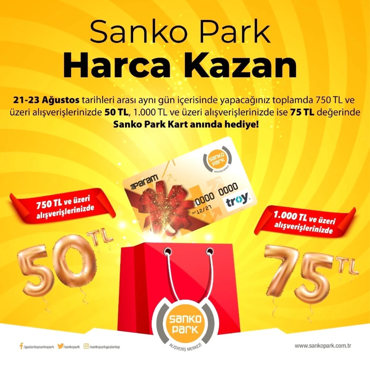 Sanko Park\'ta harcamalarınız paraya dönüşüyor