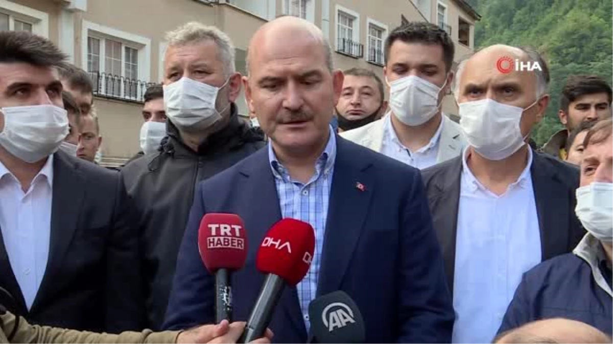 Son dakika haberleri... İçişleri Bakanı Süleyman Soylu, sel felaketinin yaşandığı Giresun\'un Dereli ilçesinde incelemelerde...