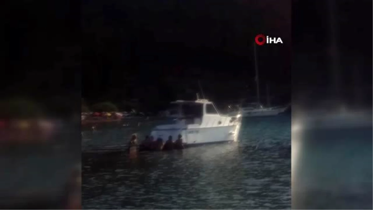 Marmaris\'te karaya oturan lüks tekne vatandaşlar tarafından kurtarıldı