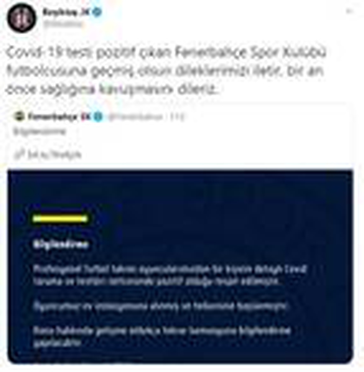 Beşiktaş\'tan Fenerbahçe\'ye geçmiş olsun mesajı