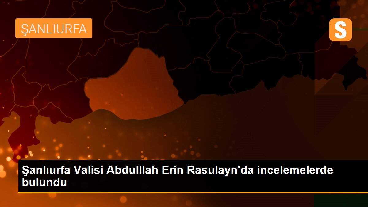 Şanlıurfa Valisi Abdulllah Erin Rasulayn\'da incelemelerde bulundu