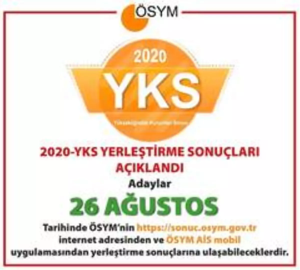 YKS yerleştirme sonuçları açıklandı