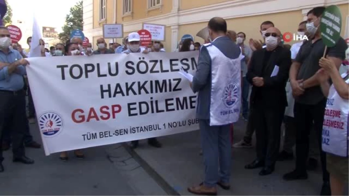Sözleşmeleri yenilenmeyen Bakırköy Belediyesi çalışanları eylem yaptı