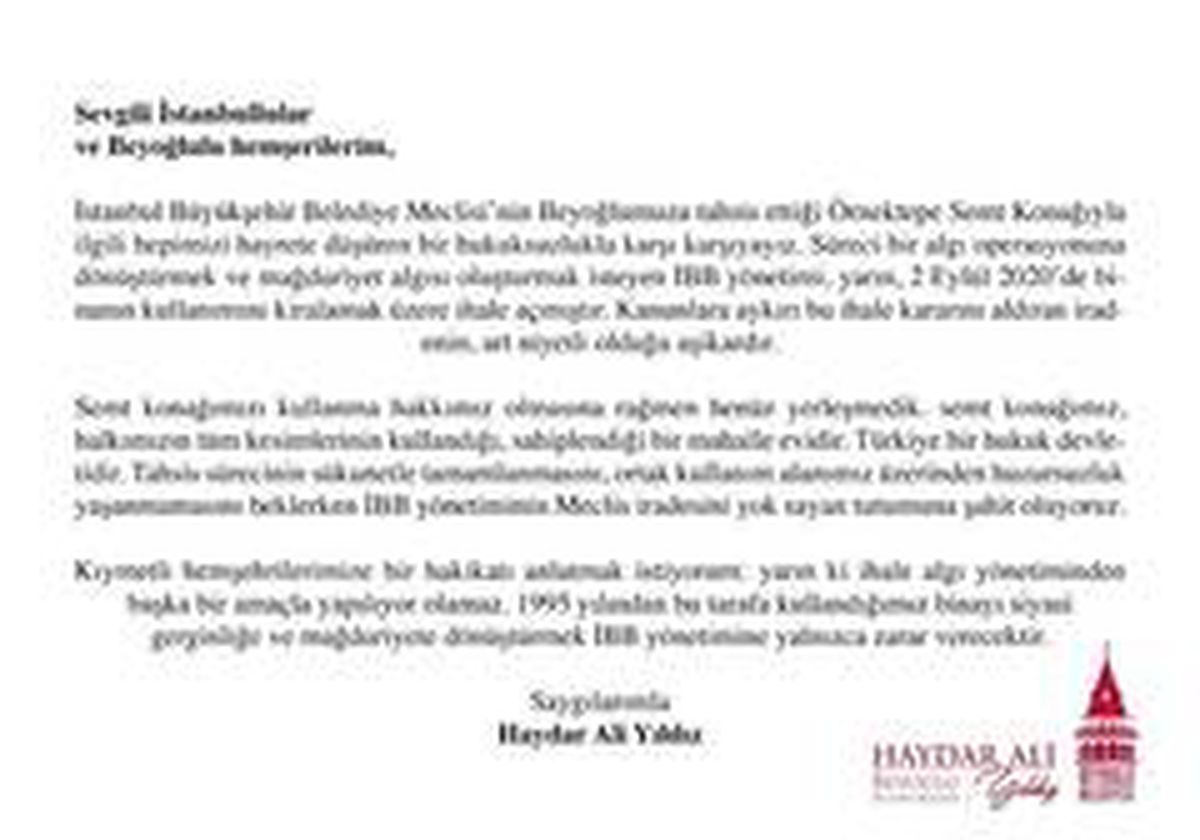 Beyoğlu Belediyesinden Örnektepe Semt Konağı açıklaması