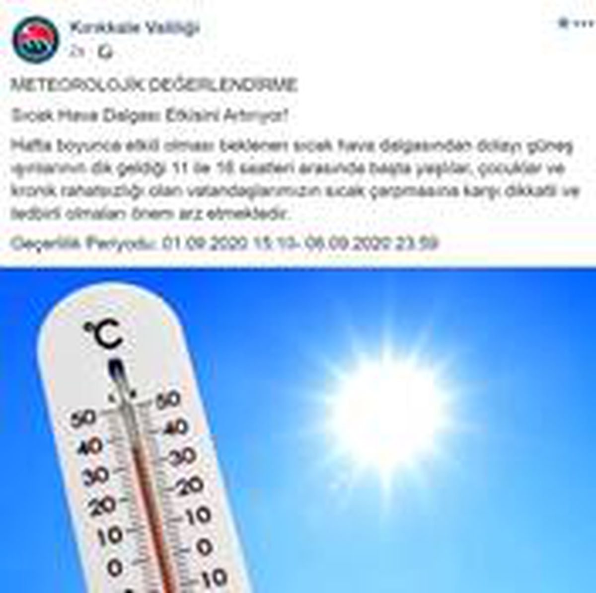 Valilik uyardı: Sıcak hava dalgasına dikkat