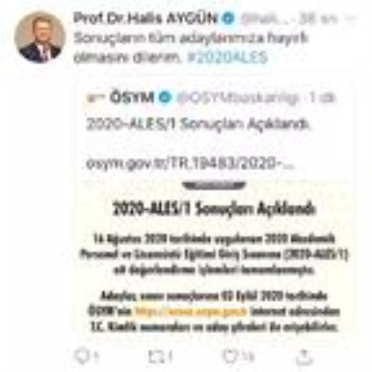 ÖSYM Başkanı Aygün: ALES sonuçlarını bugün paylaşacağız (2)