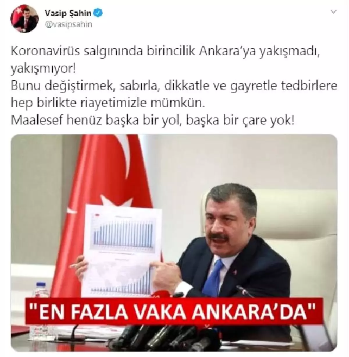 Vali Şahin: Koronavirüs salgınında birincilik Ankara\'ya yakışmadı, yakışmıyor