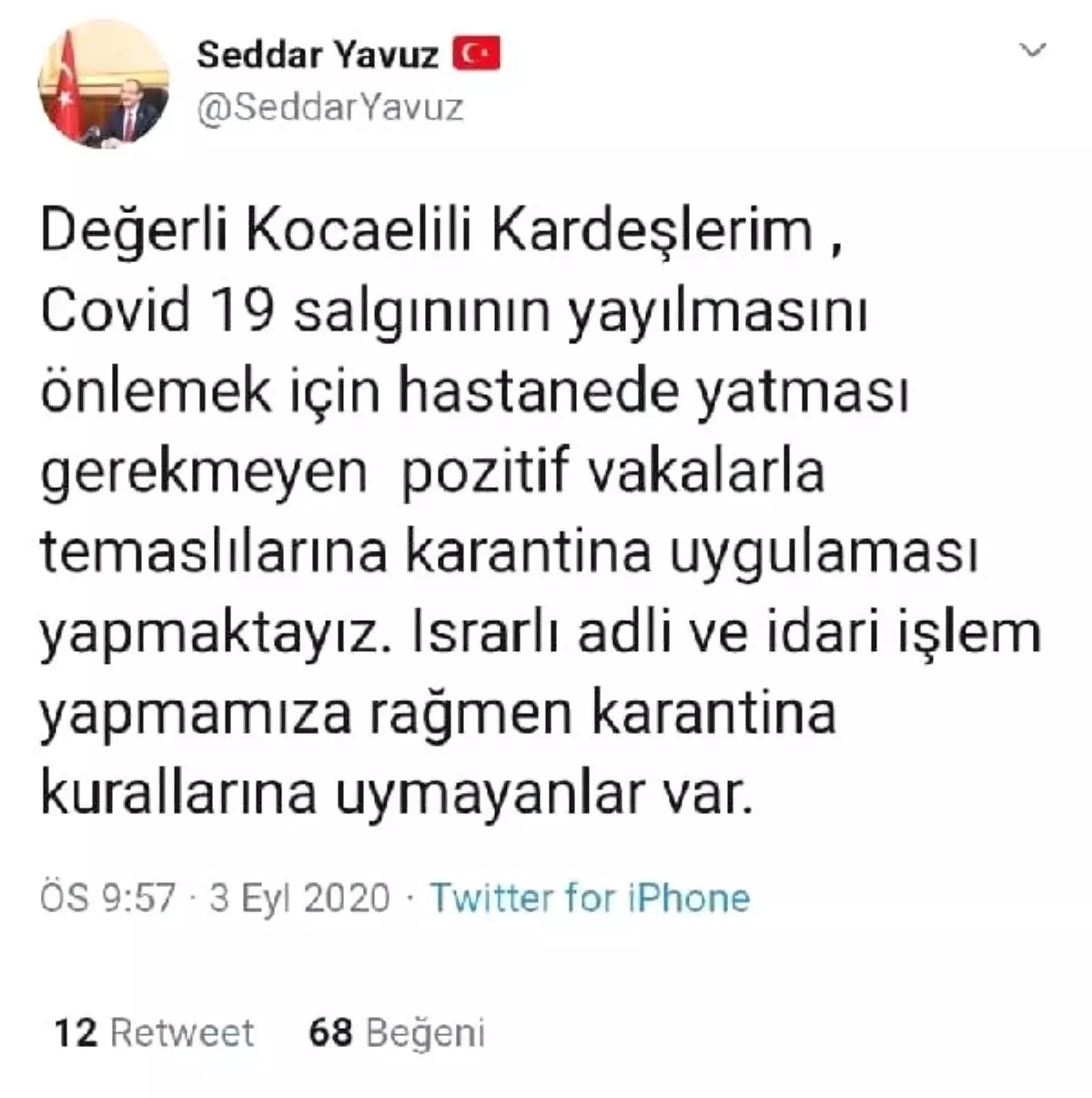 Vali Yavuz: Masum insanlara hastalığın bulaşmasına sebep olanlar toplumla nasıl helalleşecekler