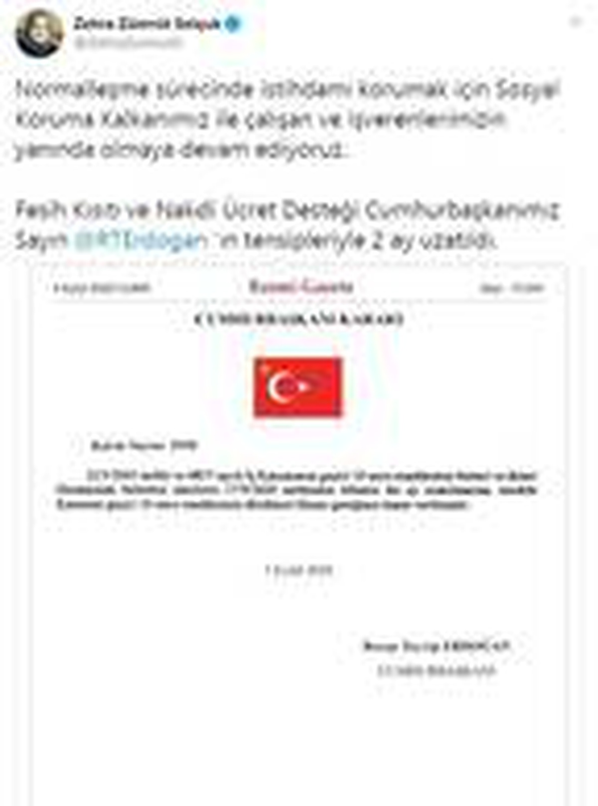 Bakan Selçuk: Çalışan ve işverenlerimizin yanında olmaya devam ediyoruz
