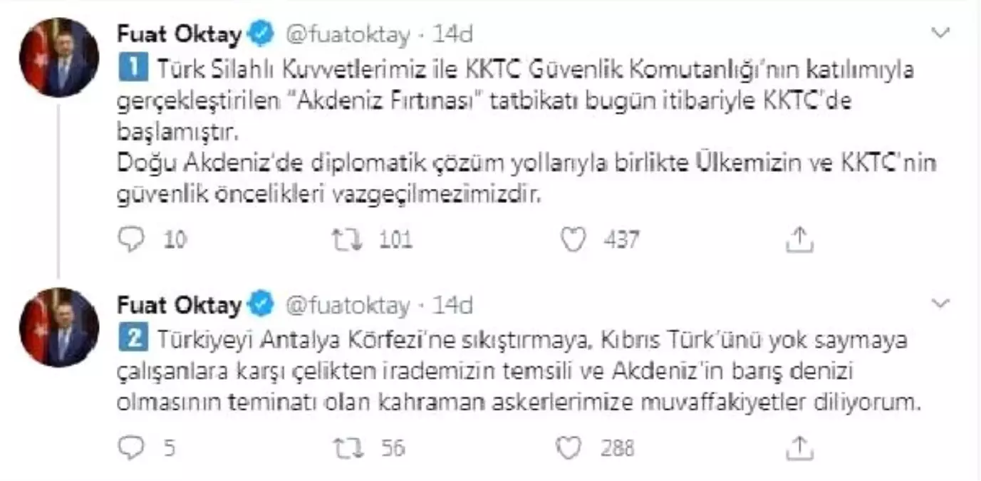 Cumhurbaşkanı Yardımcısı Oktay: \'Akdeniz Fırtınası\' tatbikatı KKTC\'de başladı