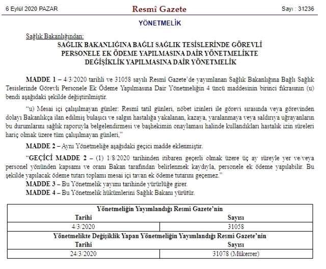 Sağlık Bakanlığı bünyesindeki sağlık çalışanlarına 3 ay ek ödeme yapılacak