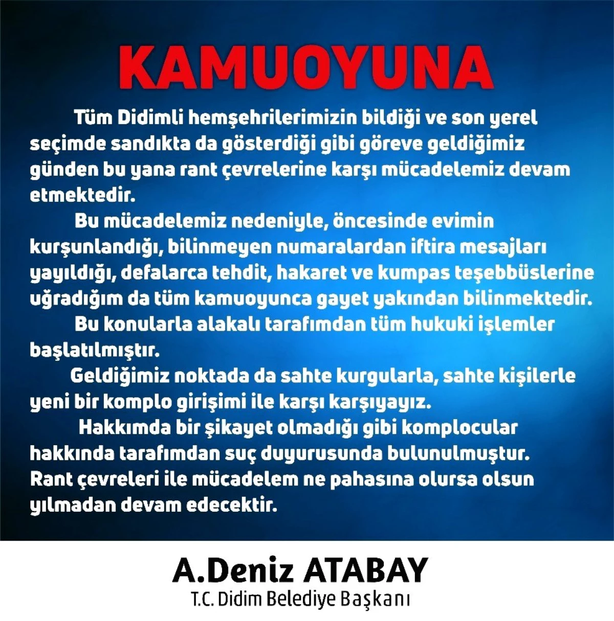 Başkan Atabay, suç duyurusunda bulundu