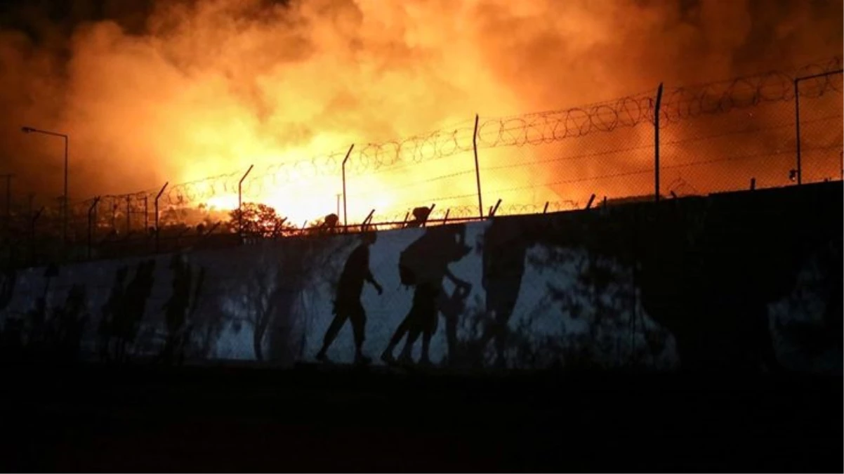 Midilli Adası\'nda karantinaya alınan mülteci kampında yangın çıktı