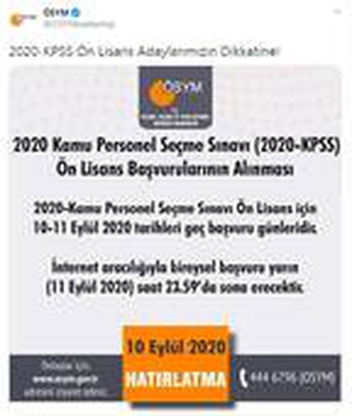 2020-KPSS Ön Lisans geç başvuru günleri açıklandı