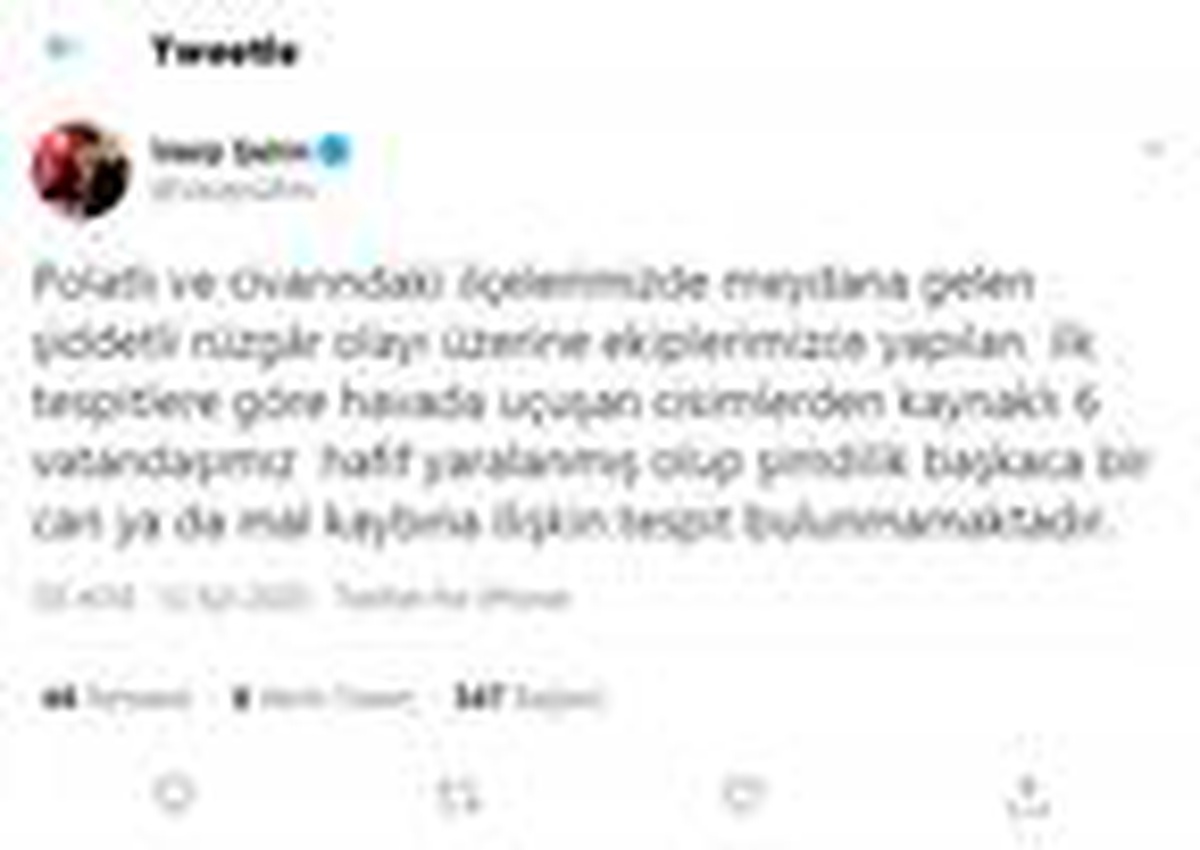 Ankara\'daki toz fırtınasında 6 vatandaş hafif yaralandı