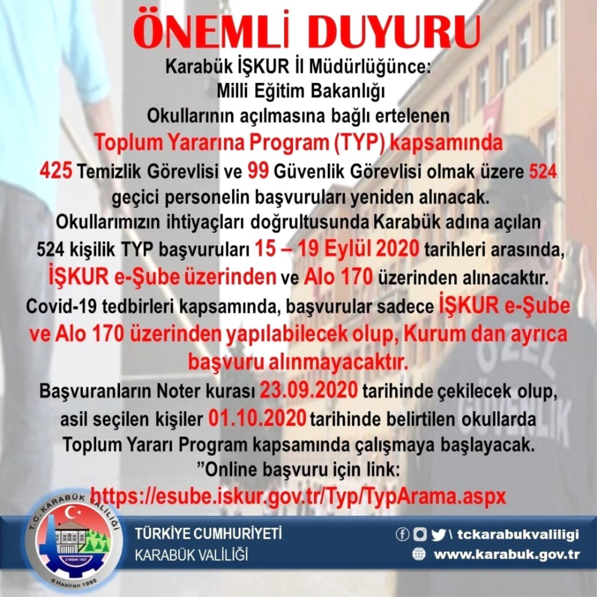 Karabük\'te TYP başvuruları başladı