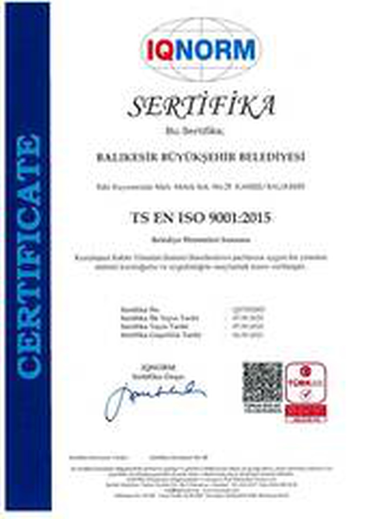 Büyükşehir\'in \'ISO 9001 Kalite Yönetim Sistemi\' belgesi yenilendi