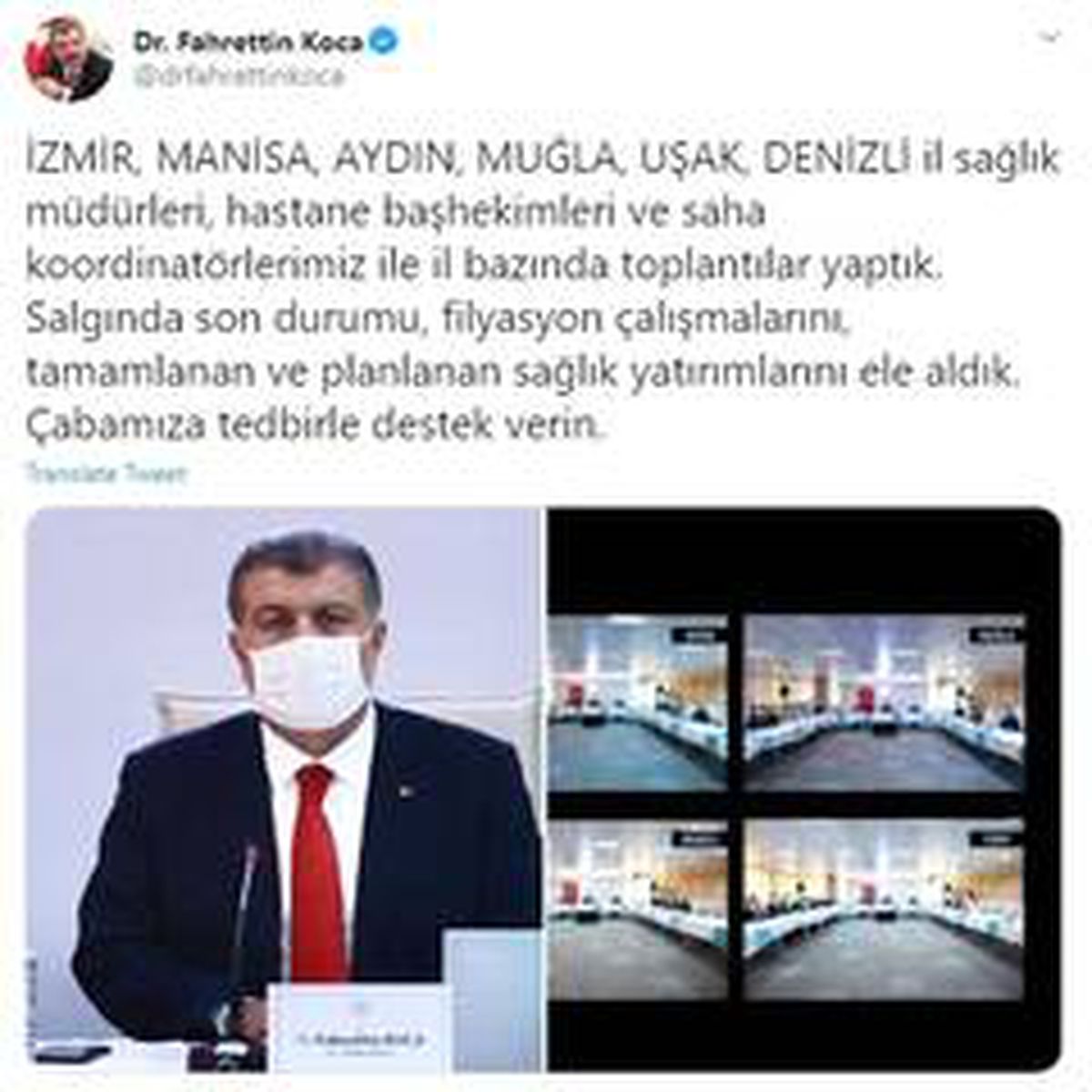 Bakan Koca, Aydın İl Sağlık Müdürü ile görüştü