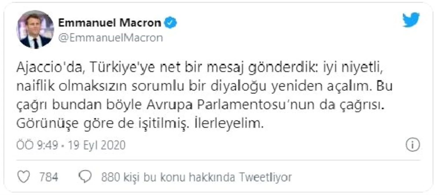 Fransa Cumhurbaşkanı Macron\'dan Türkçe Doğu Akdeniz mesajı