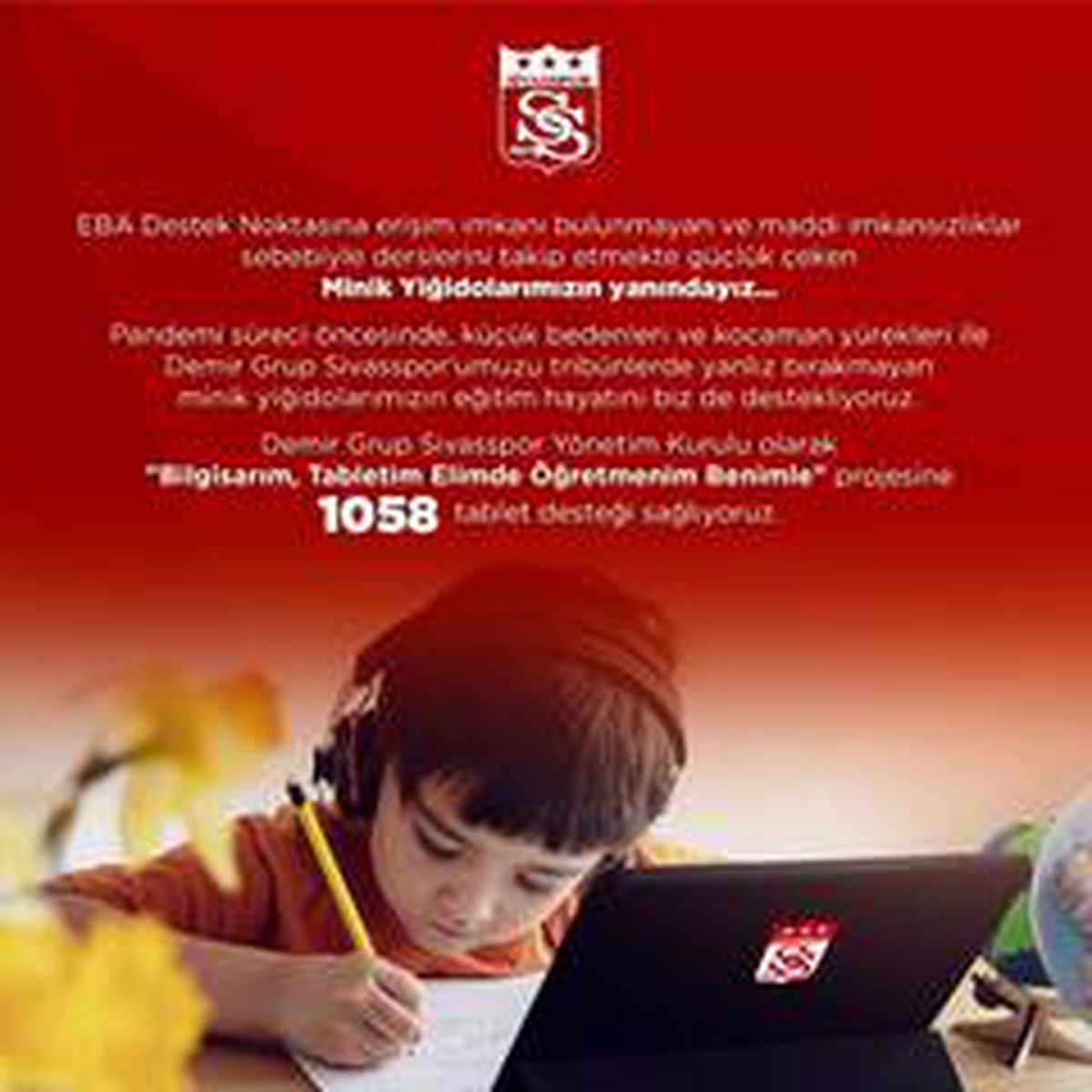 Sivasspor\'dan öğrencilere 1058 adet tablet desteği